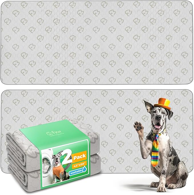 FXW Washable Pee Pads for Dogs, Puppy Pads with Super Absorbent, Specifically Designed for FXW Rollick/Homeplus 32/40/45inch 8 Panels Dog Playpen, 98" × 43" Rectangle, Khaki, 2 Packs