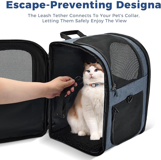 Apollo Walker Dog & Cat Carrier Backpack for 4-15lb Pets - Ventilated Safe Design with Padded Back Support, Breathable Mesh Pet Backpack for Hiking, Travel, Outdoor (Navy)