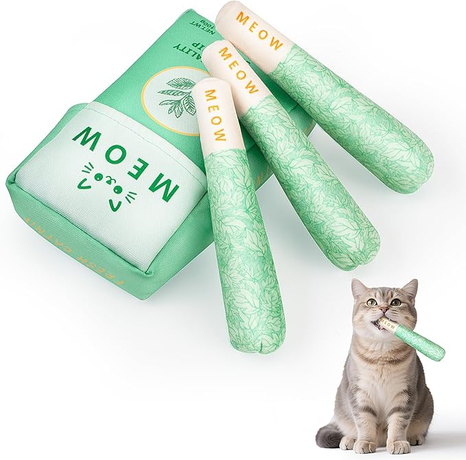 Homrich Catnip Toys for Cats, 3-Pack Funny Cat Toys Filled with 100% Pure Organic Catnip, Safe Kitten Teething Chew & Kicker Toys - Interactive Cat Toys for Bored Indoor Adult Cats