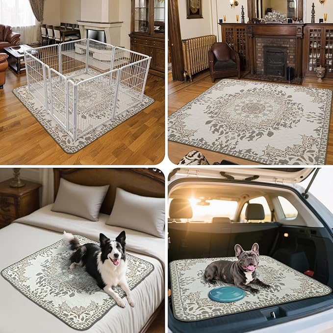 FXW Washable Pee Pads for Dogs, Puppy Pads with Super Absorbent, Specifically Designed for FXW Rollick/Homeplus 32 inch 8 Panels Dog Playpen, 71" Square, Boho, 1 Pack