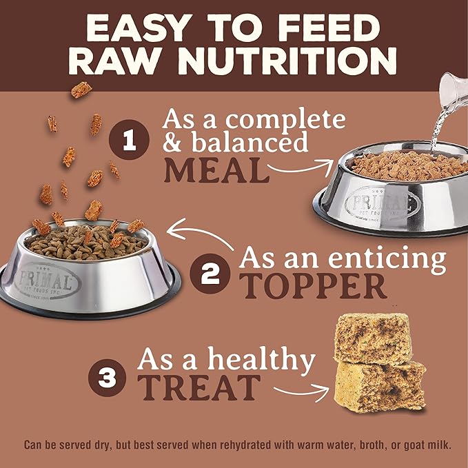Primal Freeze Dried Raw Dog Food Nuggets, Pork, Complete & Balanced Meal, Also Use as Topper or Treat, Premium, Healthy, Grain Free, High Protein Raw Dog Food, 14 oz