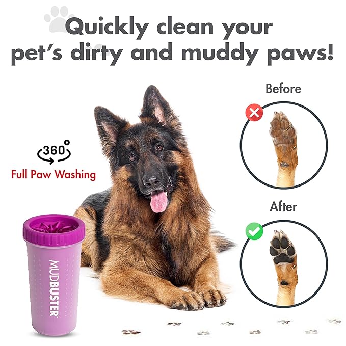 Dexas MudBuster Portable Large Dog Paw Cleaner, Fuchsia - Premium Pet Supplies and Accessories