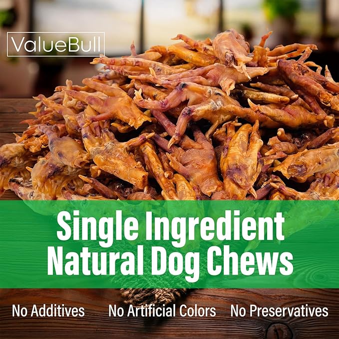 ValueBull Chicken Feet for Dogs, 50 Count - All Natural Dog Chew, Hip and Joint Chew, Single Ingredient Dog Treat