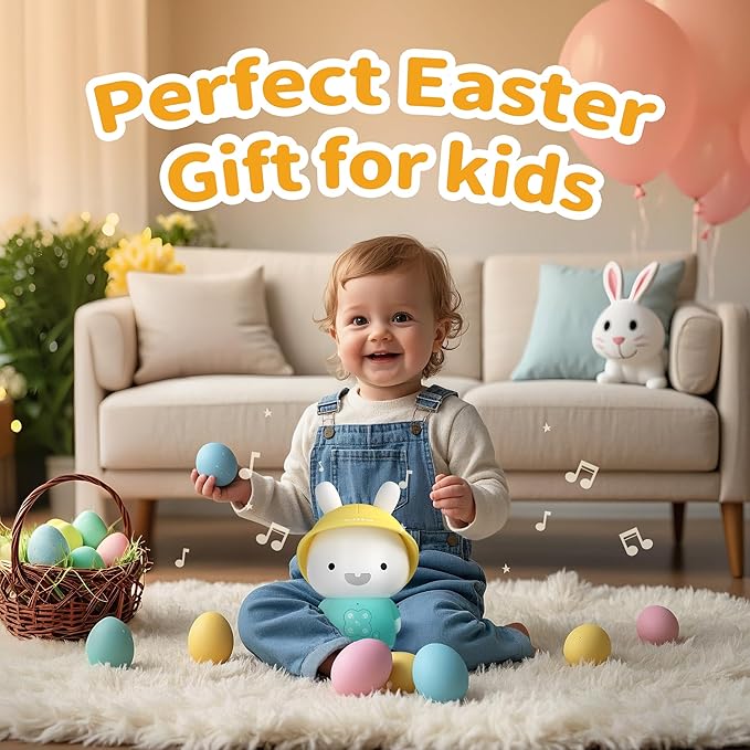 alilo Bunny Kids Music Player, Storytelling Toys for Toddler 1-3-5,Infant Baby Boy Girl Gifts Pre-Loaded 30 Stories/48 Nursery Rhymes/12 Soothing Music,with Nightlight,Bluetooth,Record Function