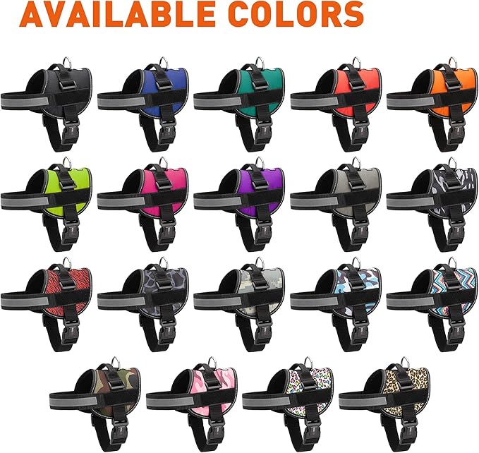 Dogline Dog Harness, Reflective No-Pull Adjustable Vest with Handle, Breathable No-Choke Harness for Small, Medium or Large Dogs Room for Patches Girth 15 to 18 in Lime Green