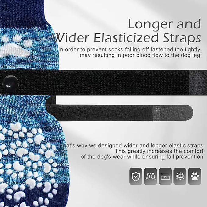 EXPAWLORER Anti Slip Dog Socks to Prevent Licking Paws, Dog Shoes for Hot Pavement, Dog Booties for Small Medium Large Senior Dogs, Traction Control Boots & Paw Protectors for Hardwood Floors