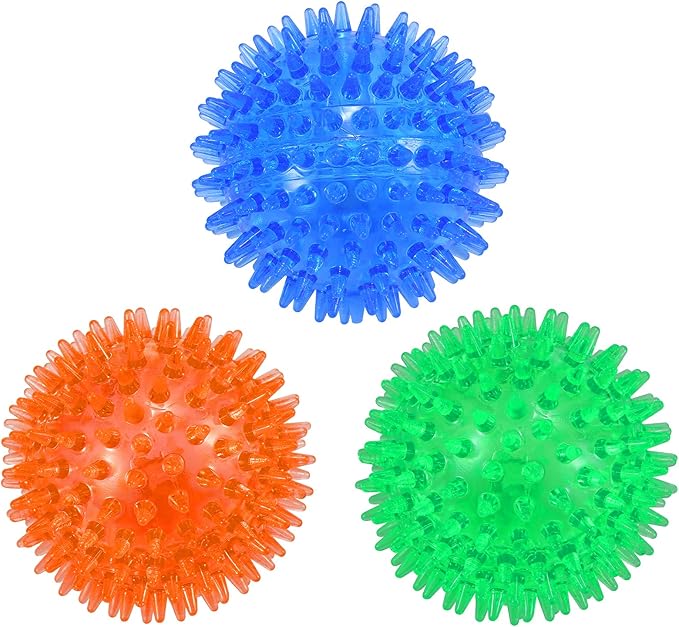 petizer 3-Pack 3.5” Squeaky Dog Toy Balls, Floating Dog Pool Balls, Spiky Dog Balls Water Toys, Durable Interactive Fetch Toys for Puppy, Dog Chew Toys for Teething (3.5", Medium/Large Dog)