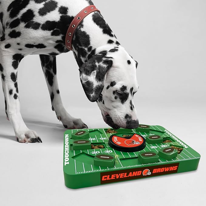 Pets First NFL Cleveland Browns Large Puzzle Toy, New Size, Interactive Dog Treat & Slow Feeding Toy