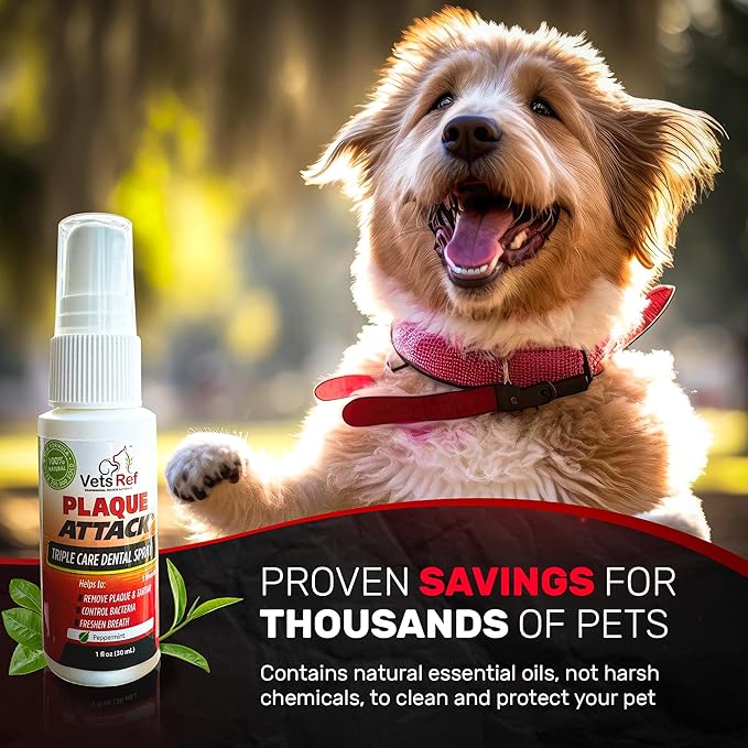 Pet Dental Spray, As Seen on TV, Eliminates Plaque & Tartar, Helps with Plaque and Tartar and Provides Instant Fresh Breath - Includes 3 Months' Supply of Peppermint Spray, 1fl. OZ (30ML)