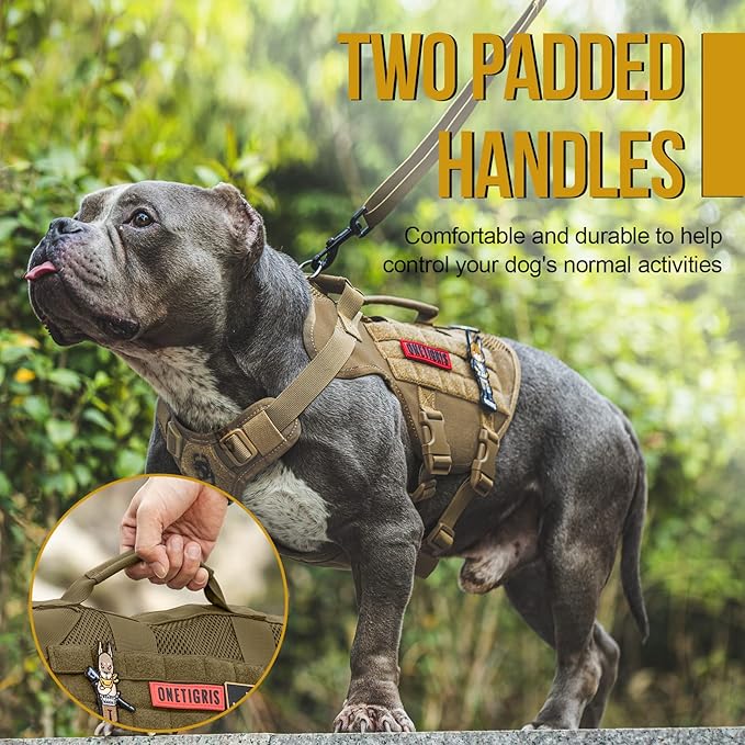 OneTigris No Pull Dog Harness for Small Dog, Mesh Design Breathable Military Dog Molle Vests with Handles, Service Dog Vest Harness for Walking Hiking Training