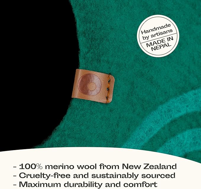 MEOWFIA Cat Cave – Premium Felt Cat Bed for Indoor Cats, Handmade 100% Merino Wool (Medium, Emerald)