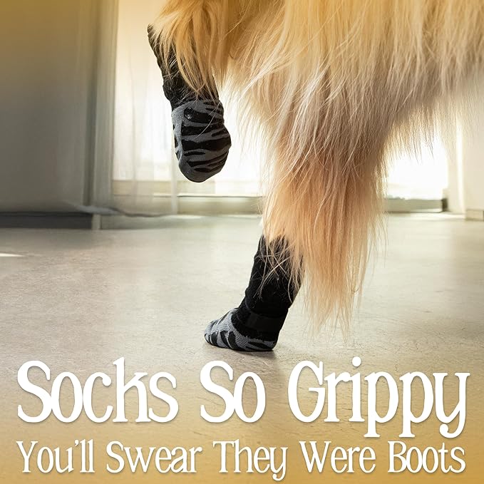 DOK TigerToes Premium Non-Slip Dog Socks for Hardwood Floors - Extra-Thick Grip That Works Even When Twisted - Prevents Licking, Slipping, and Great for Dog Paw Protection (X-Small)