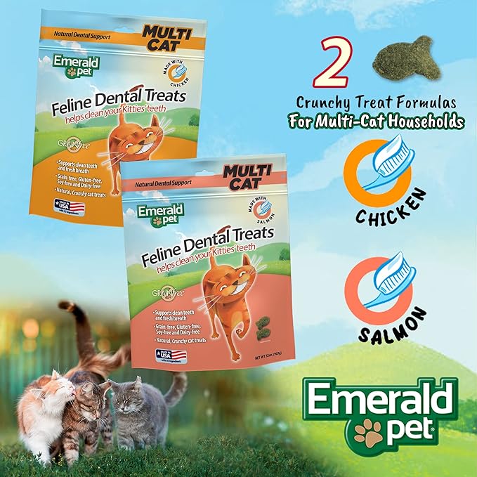 Feline Dental Treats — Tasty and Crunchy Cat Treats Grain Free — Natural Dental to Clean Teeth, Freshen Breath, and Reduce Plaque and Tartar Buildup — Chicken, 32 oz