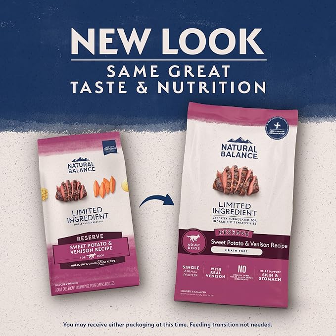 Natural Balance Limited Ingredient Adult Grain-Free Dry Dog Food, Reserve Sweet Potato & Venison Recipe, 4 Pound (Pack of 1)