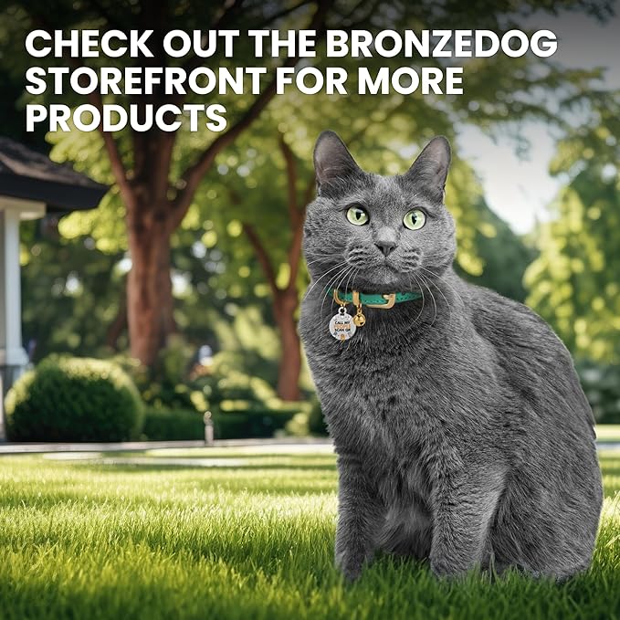 BRONZEDOG Leather Cat Collar with Removable Bells Non Breakaway Kitten QR Tag for Girl Boy (9" - 12" Cats/Mini Dogs, Pink & Gold)