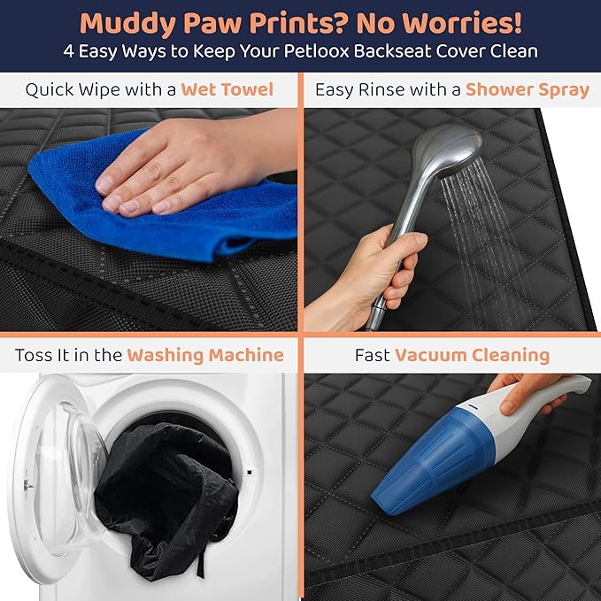 Dog Car Seat Cover for Back Seat, Waterproof Hammock for Car, SUV & Truck, Non-Slip Backseat Cover for Dogs, Heavy-Duty Dog Hammock Style Seat Protector Pets, Easy to Install & Clean