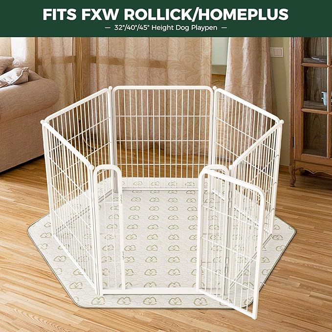 FXW Washable Pee Pads for Dogs, Puppy Pads with Super Absorbent, Specifically Designed for FXW Rollick/Homeplus 32/40/45inch 6 Panels Dog Playpen, 35" Hexagon, Khaki, 1 Pack