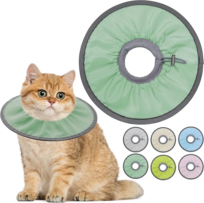 Lightweight Cat Cone Collar Soft, Soft Comfortable Cat Recovery Collar After Surgery, Elizabethan E Collar for Cats, Cone for Cats to Stop Licking (Mint Green, Small)