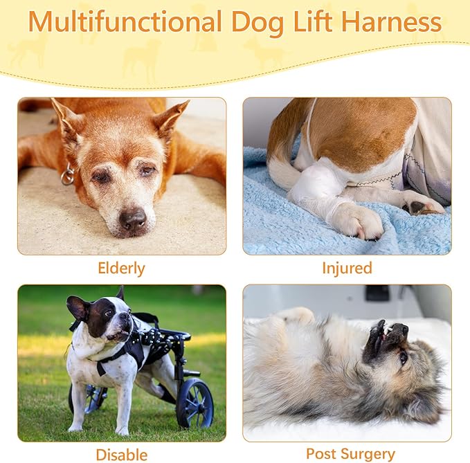 Dog Lift Harness Dog Sling for Large Dogs, Portable Dog Carrier Sling for Back Legs, Ajustable Hip Support Harness for Weak Rear Leg, Assist Senior Disabled Joint Injuried and After ACL