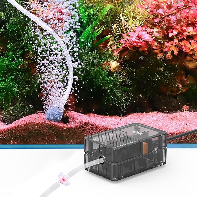 hygger See-Through Air Pump for Aquarium: Adjustable Oxygen Pump，Silent Powerful Aerator Pump 1.5W 1 Air Outlets Ultra Silent for Small Fish Tank,Hydroponic Systerm, Household Commercial Use