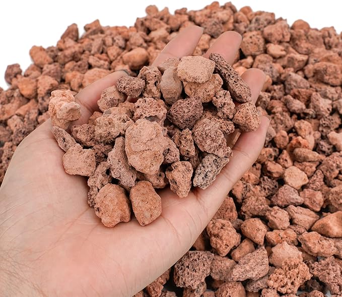 Mr. Fireglass 10 Pounds Red Natural Lava Rock for Indoor Outdoor Gas Fire Pits Fireplaces | Volcanic Lava Stones for Decorating Garden Landscaping, Potted Plants, 0.3"-0.6"