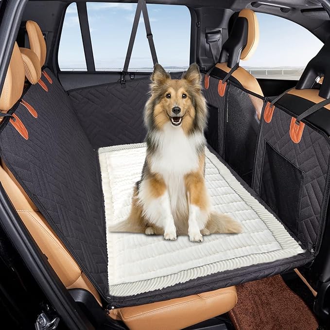 VClife Dog Bed Mat for Car, Anti Slip Pet Bed Travel Pad Comfortable Furry Dog Car Seat Cover for Backseat Extender, Washable Pet Cushion Bed Mat for Indoors & Outdoors (Beige, 59"×27.6")