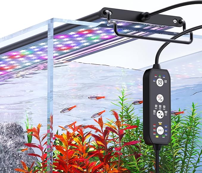 24/7 Mode Led Aquarium Light for Plants Growth- Sunrise to Moonlight, 7 Colors, Adjustable Timer/Brightness, Full Spectrum Fish Tank Lights for 48 Inch to 54 Inch Tank, 42W