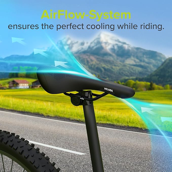 Velmia Bicycle Saddle - Comfortable Saddle for Men and Women - 3 Zone Concept - Waterproof Bicycle Seat with Ergonomic Design