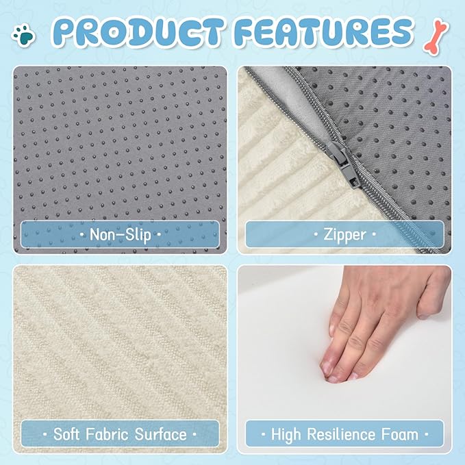 Dog Steps for Small Dogs, 4-Step Pet Ramp Stairs for High Beds and Sofa, Non-Slip Pet Stairs for Small Dogs and Cats, Removable and Easy to Clean Cover, Beige