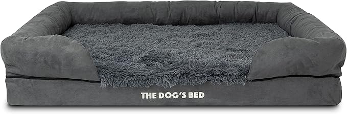 The Dog’s Bed, XL Grey Fur 43.5x34,Memory Foam, Pain Relief: Arthritis, Hip & Elbow Dysplasia, Post Surgery, Lameness, Supportive, Calming, Waterproof Washable Cover, Veterinary Approved