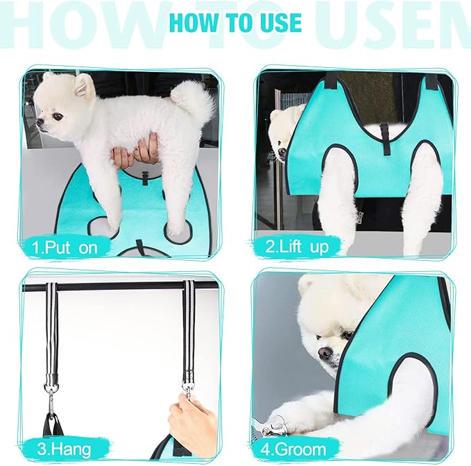 Cat Grooming Hammock - Dog Grooming Harness with Nail Trimming Feature (XS, 15lb), Dog Sling for Nail Clipping