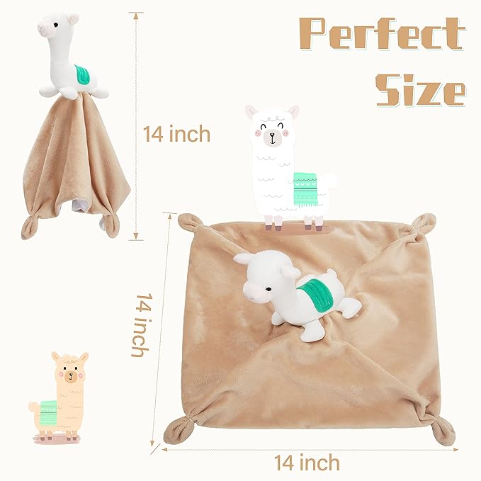 Pro Goleem Llama Security Blanket Soft Loveys for Babies for Boys and Girls Newborn Lovie Infant Blankie Llama Baby Stuff Baby Snuggle Toy Stuffed Animal Baby Gifts 14 Inch