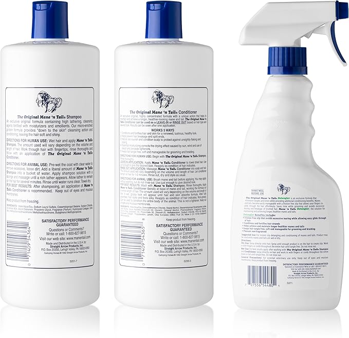 Mane 'n Tail 3 Pc Kit Includes 32 Ounce Shampoo, 32 Ounce Conditioner, 16 Ounce Detangler