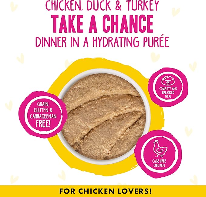 Weruva B.F.F. Play - Best Feline Friend Paté Lovers, Aw Yeah!, Chicken, Duck & Turkey Take a Chance with Chicken, Duck & Turkey, 2.8oz Can (Pack of 12)
