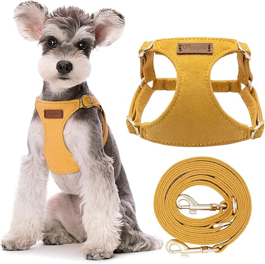 Puppytie No Pull Dog Harness with Multifunction Dog Leash,Soft Adjustable No Choke Escape Proof Pet Harness Vest for Medium Dogs or Large Dogs,Yellow,M