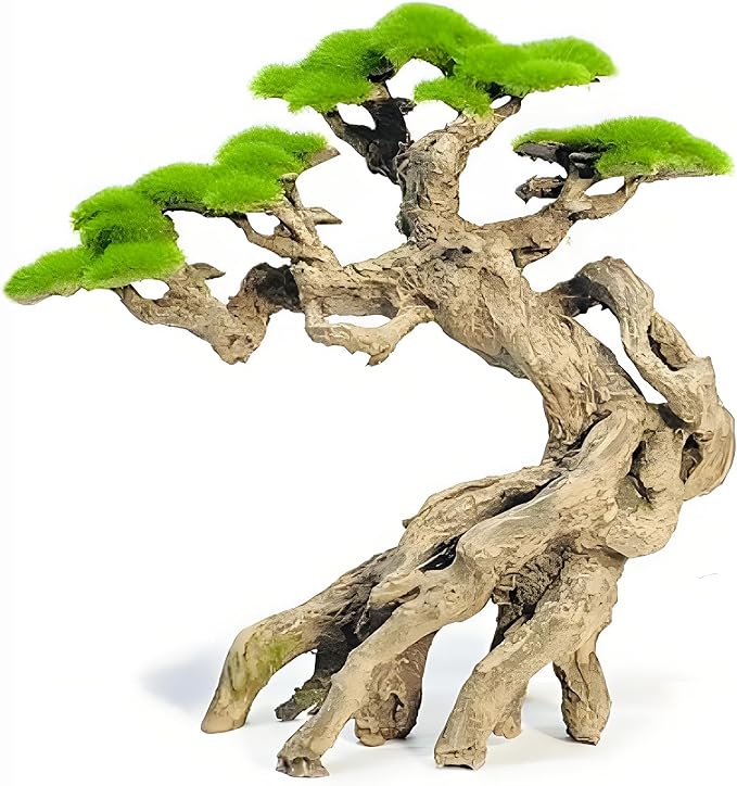 Novelsite Fish Tank Decoration- Cliff Bonsai Trees with Faux Moss- Aquarium Decoration Aqua scaping- Made of Sandstone-Goldfish Betta Fish Tank Decor
