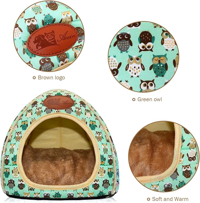 BWOGUE Guinea Pig Bed Warm Cave Beds Hamster House Large Hide-Out for Rabbit Guinea Pigs Bearded Dragon Rats Winter Warm Cage Nest,Green
