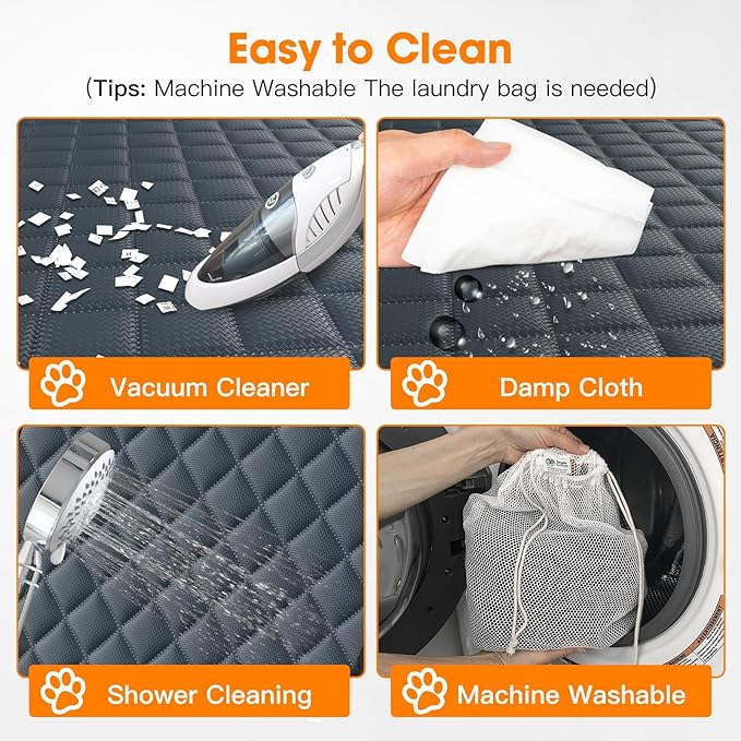 MIXJOY Dog Car Cover for Back Seat Cover Protector Waterproof Dog Seat Covers for Cars, Car Seat Protector for Dogs with 1 Dog Seat Belt, Nonslip Back Seat Cover for Kids, Trucks & SUV, Grey