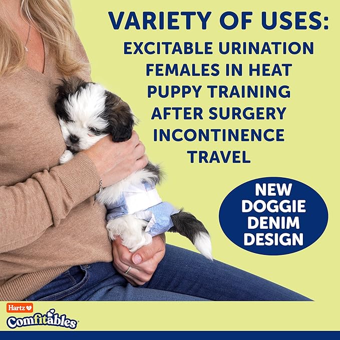 New! Hartz® Comfitables® Disposable Dog Diapers, Size Large 26 Count, Comfortable & Secure Fit, Easy to Put On, Super Absorbent Male and Female Diaper