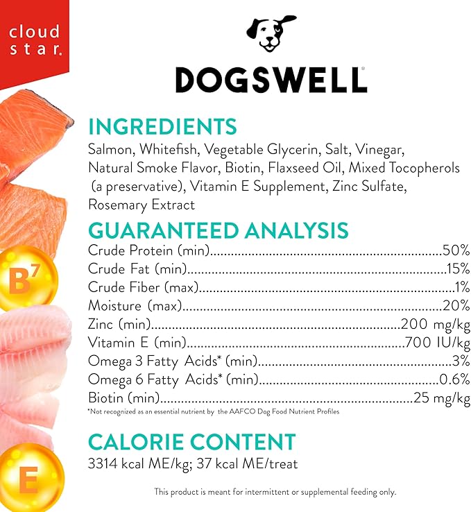 Dogswell Skin & Coat Jerky Dog Treats, Salmon, 10 oz. Bag