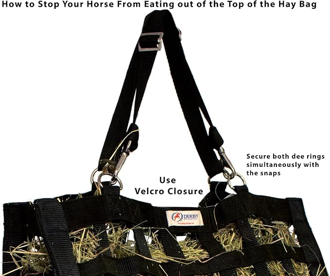 Derby Originals Superior Slow Feeder Horse Hay Bag with Super Tough Bottom and 1 Year Warranty