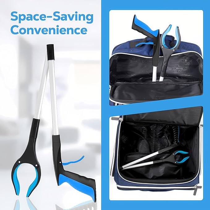 Grabber Reacher Tool - 32” Extra Long Foldable Gripper and Reaching Tool - Heavy Duty Pick Up Stick Grabbers for Seniors, Trash, Surgery Recovery Must Haves Gifts (Blue)