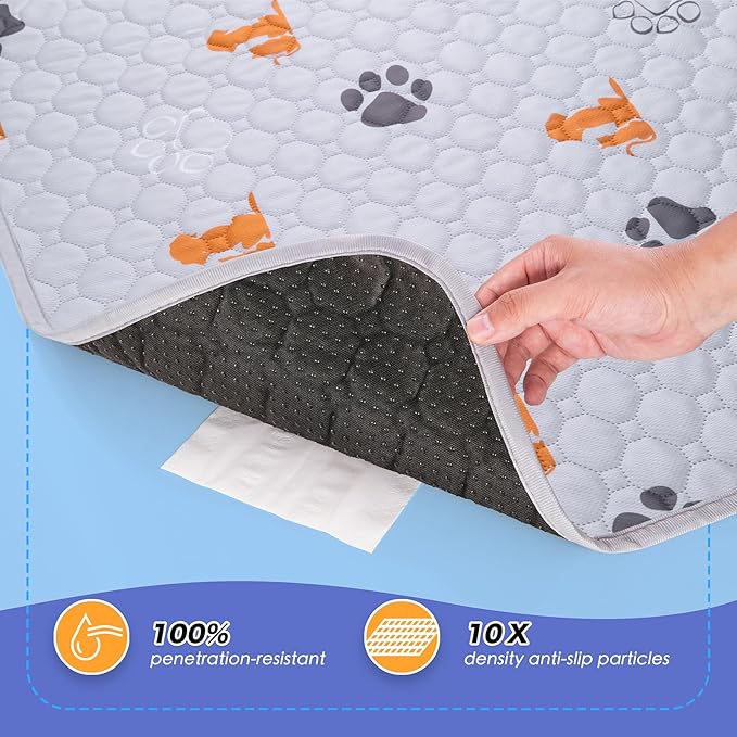 Washable Pee Pads for Dogs, 2 Pack Absorbent Reusable Training Dog Pads Pet Puppy Pads, Non-Slip Potty Pads for Whelping, Playpen, Crate, Bed, Orange, 36"x41"