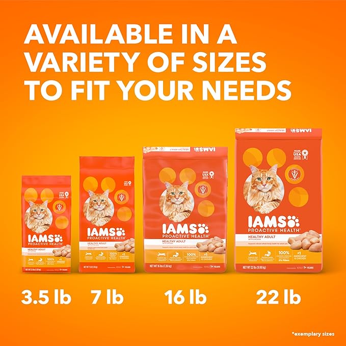 IAMS Proactive Health Adult Healthy Dry Cat Food with Chicken, 3.5 lb. Bag