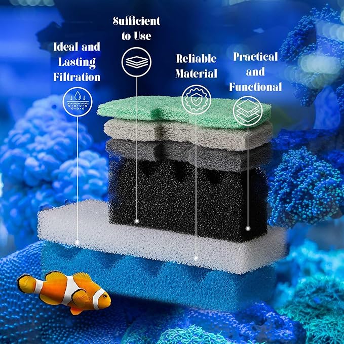 32 Pcs Aquarium Replacement Maintenance Kit Compatible with Fluval 206/207 Filter Media Including Biological Sponge, Ammonia/Phosphate/Nitrite Remover Pad, Aquarium Towel, Grease