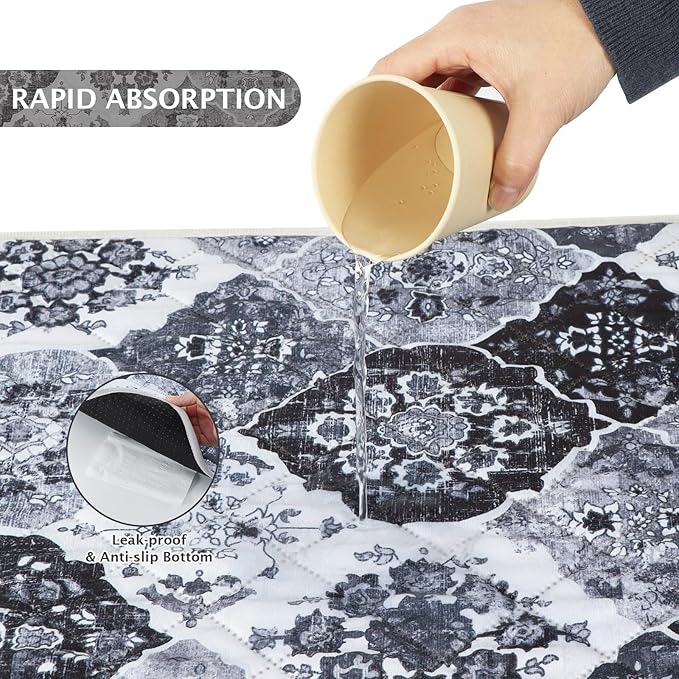 IEUUMLER Washable Pee Pads for Dogs, 2 Pack Reusable Pee Pads for Dogs Non-Slip Grip, Super Absorbent Waterproof Puppy Pads for Potty Training, Playpen, Crate, Whelping Box EU011 Black Grey, 36x41