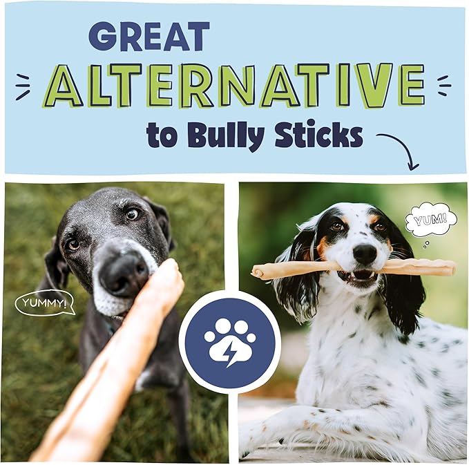 Pawstruck Natural Large 12" Beef Collagen Sticks for Dogs – Long-Lasting Rawhide Alternative, High Protein Treats with Chondroitin & Glucosamine – 5 Pack