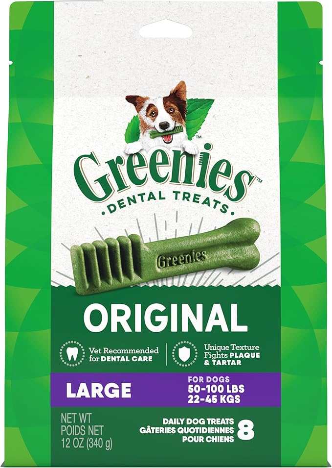 Greenies Original Large Dental Dog Treats, 12 oz. Pack (8 Treats)