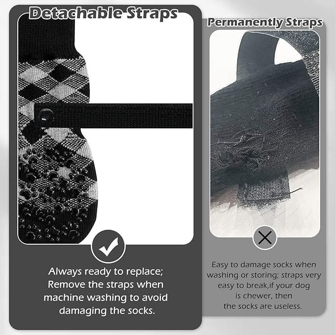 EXPAWLORER Anti Slip Dog Socks to Prevent Licking Paws, Dog Shoes for Hot Pavement, Dog Booties for Small Medium Large Senior Dogs, Traction Control Boots & Paw Protectors for Hardwood Floors