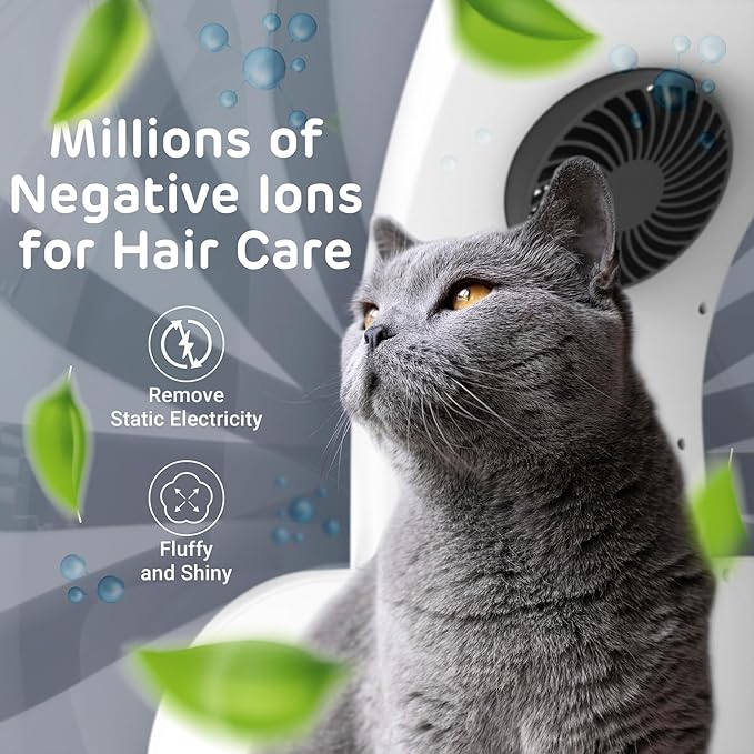 iPettie Automatic Hair Dryer Box for Cats and Small Dogs, Foldable and Large Capacity, 8 High-Velocity Fans, 360° Airflow, Temperature Control, 4-Speed Settings and Timer, 16 Gallons